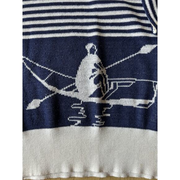 vtg 60s sailor Theme sweater Rowing Crew Nautical striped 2 Sided RARE womens - Picture 4 of 13